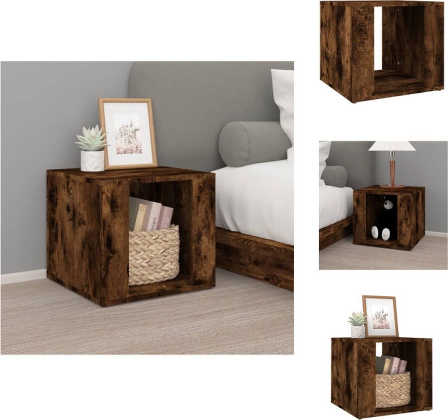 VidaXL Nachtkastje Nachtkastjes Nacht Kastje Nachtkastje 41x40x36 cm bewerkt hout gerookt eikenkleurig - Foto 2
