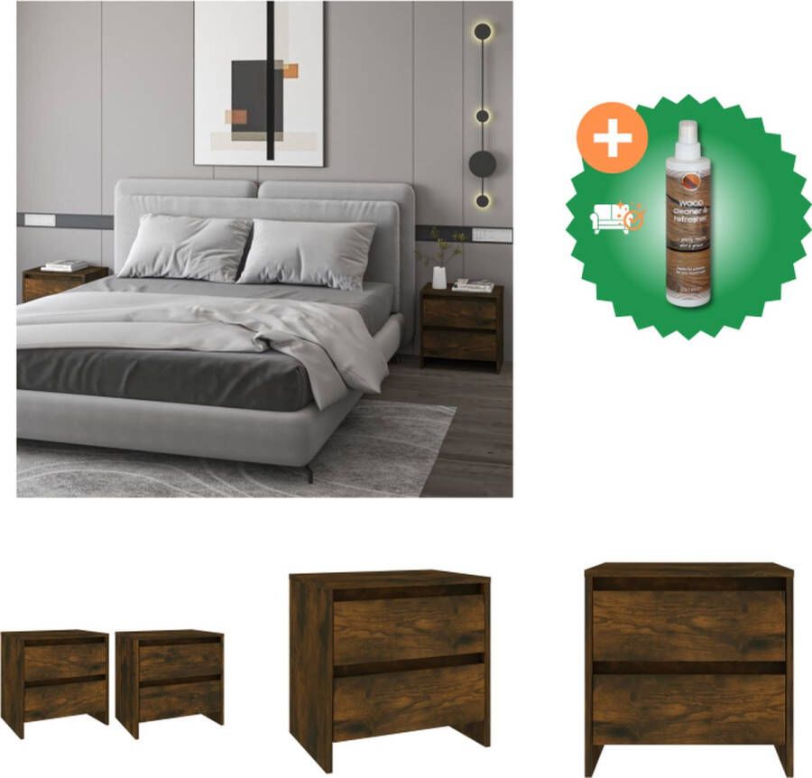 VidaXL Nachtkastjes 2 st 45x34-5x44-5 cm spaanplaat gerookt eikenkleur Kast Inclusief Houtreiniger en verfrisser