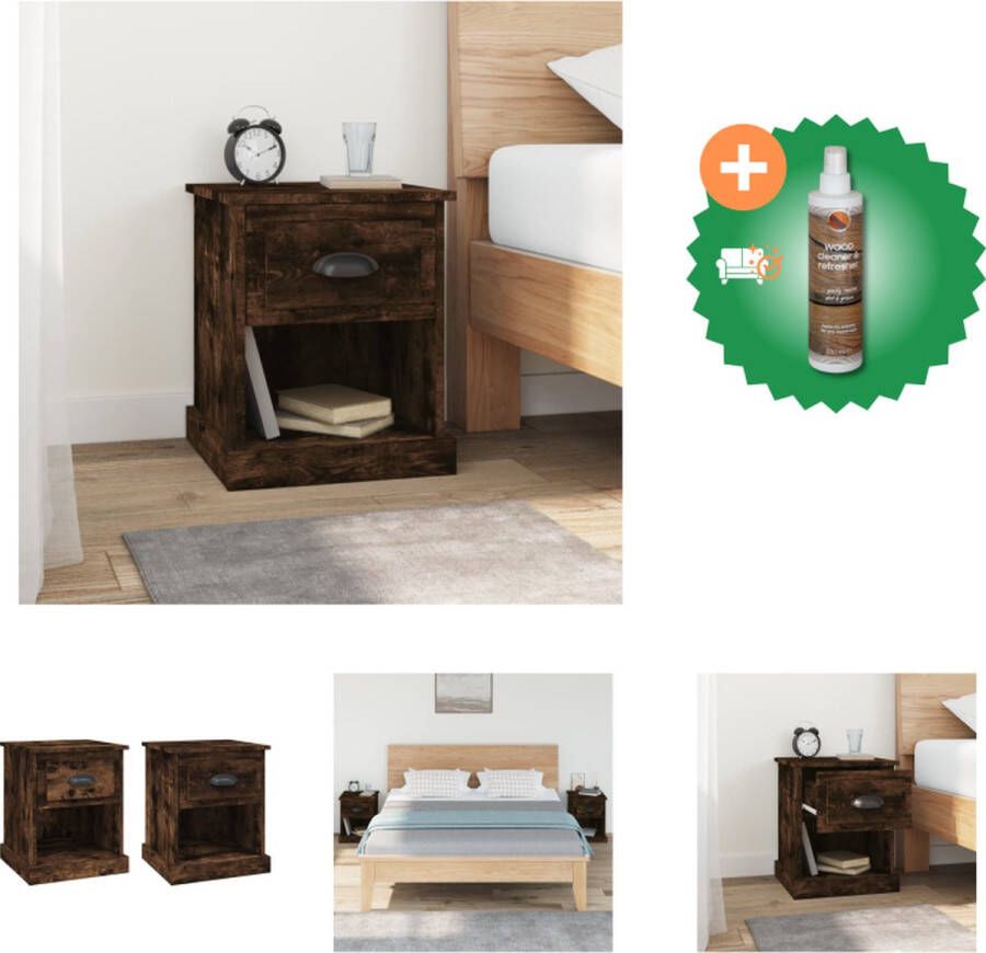 VidaXL Nachtkastjes Trendy Nachtkastjes Afmetingen- 39 x 39 x 47.5 cm Kleur- Gerookt eiken Ken- Duurzaam en multifunctioneel Kast Inclusief Houtreiniger en verfrisser