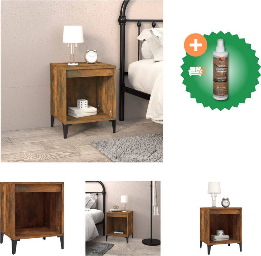 VidaXL Nachtkastje Gerookt Eiken Bewerkt hout 40 x 35 x 50 cm Kast Inclusief Houtreiniger en verfrisser
