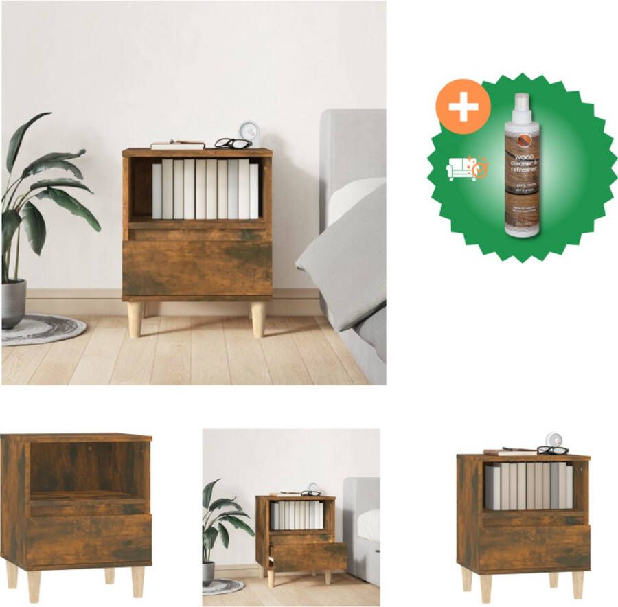 VidaXL Nachtkastje Gerookt Eiken Bewerkt Hout 40 x 35 x 50 cm Kast Inclusief Houtreiniger en verfrisser - Foto 2