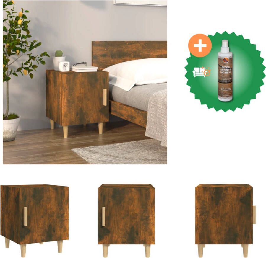 VidaXL Nachtkastje Elegant Meubelen Afmetingen- 40x40x50cm Materiaal- Bewerkt hout Kleur- Gerookt eiken Kast Inclusief Houtreiniger en verfrisser - Foto 3