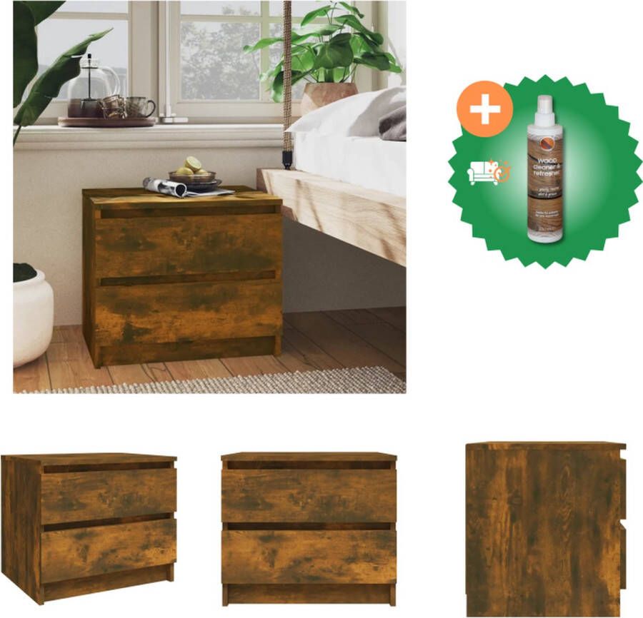 VidaXL Nachtkastje Gerookt Eiken Bewerkt Hout 50 x 39 x 43.5 cm Praktisch Stijlvol Kast Inclusief Houtreiniger en verfrisser