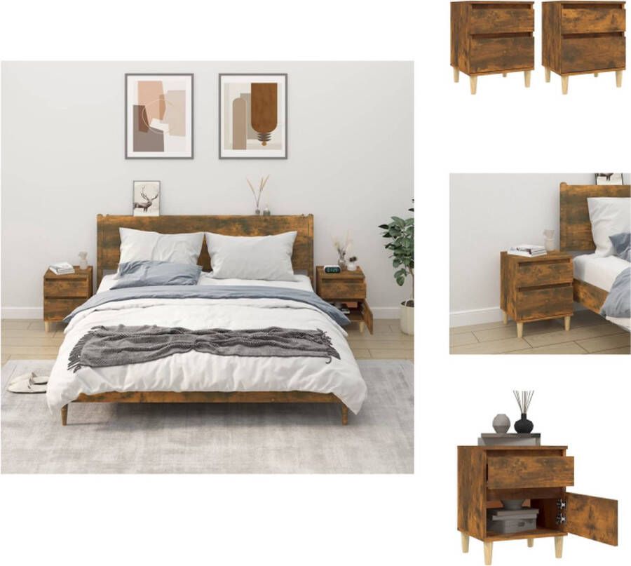 VidaXL Nachtkastje Nachtkastjes Houten Nachtkastje Slaapkamerkast Nachtkastjes 2 st 40x35x50 cm gerookt eikenkleurig - Foto 2