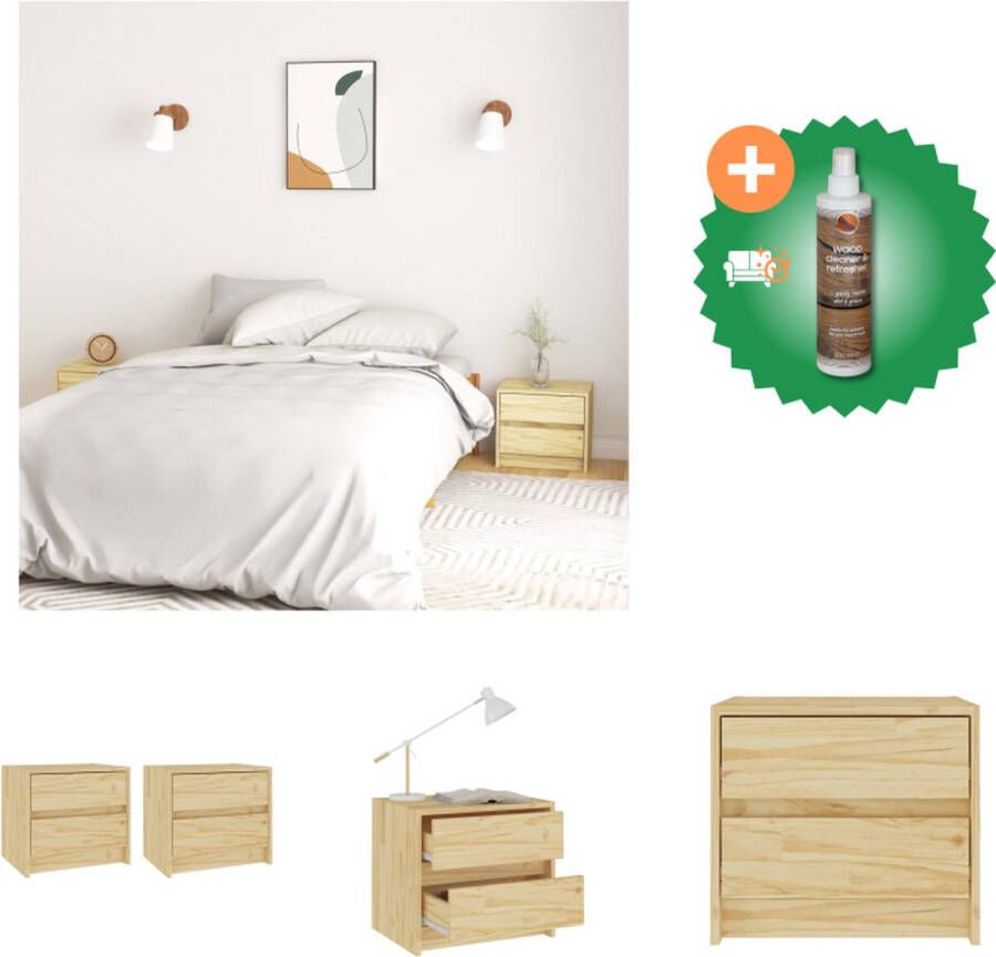VidaXL Nachtkastje Grenenhout 40 x 30.5 x 35.5 cm Rustieke charmante uitstraling Kast Inclusief Houtreiniger en verfrisser