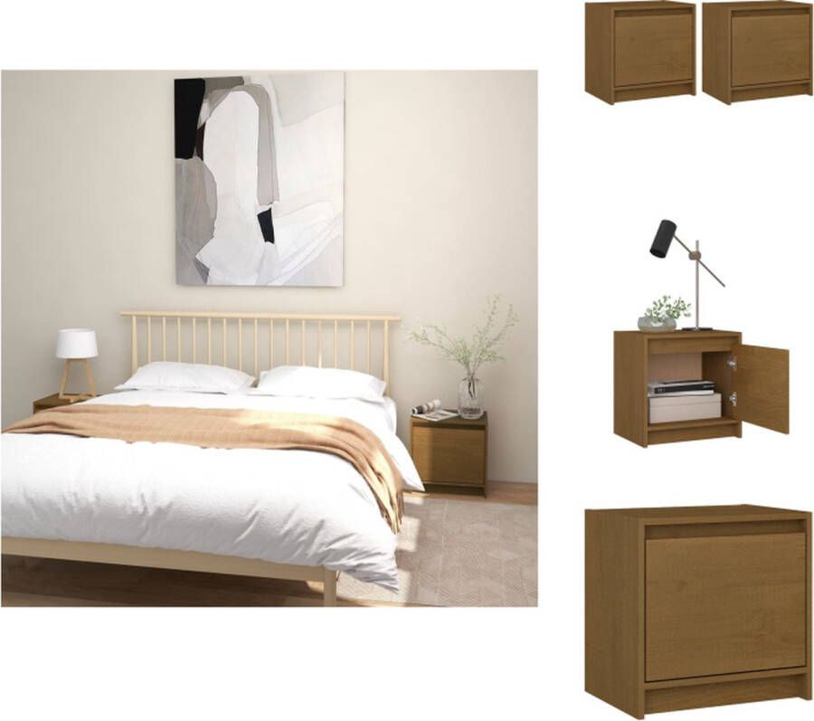 The Living Store Nachtkastjes 2 st 40x30 5x40 cm massief grenenhout honingbruin Nachtkastje Nachtkastjes Meubilair Slaapkamermeubel Grenoblehouten Meubel - Foto 5