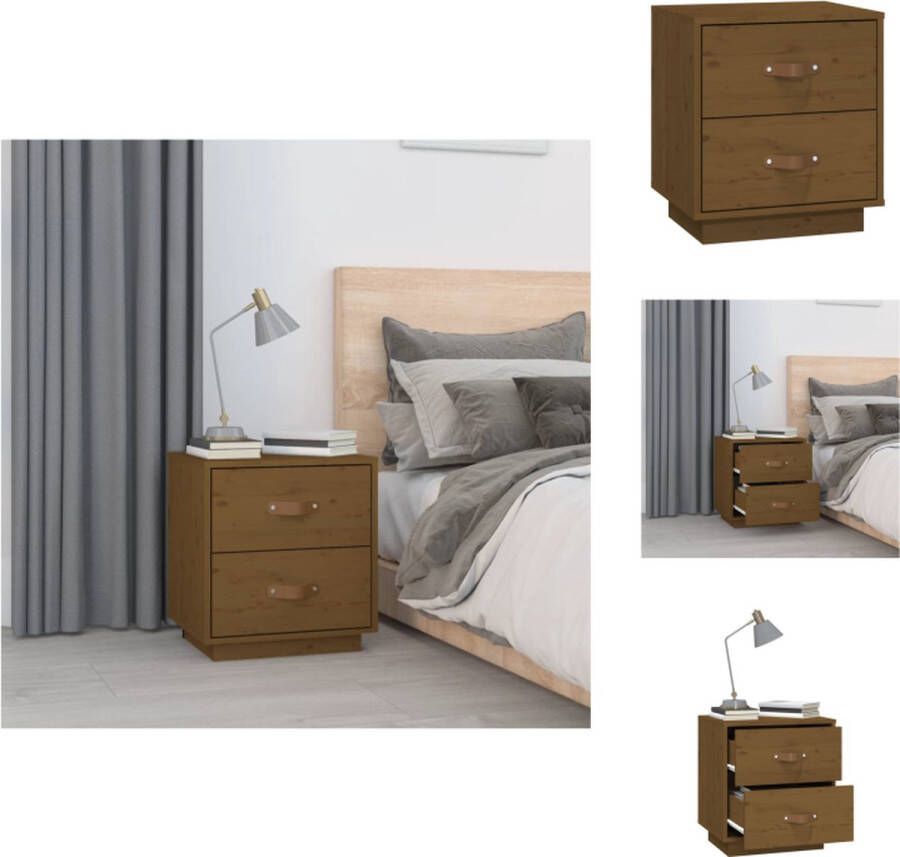 VidaXL Nachtkastje Nachtkastjes Houten Nachtkastje Telefoonkast Nachtkastje 40x34x45 cm massief grenenhout honingbruin - Foto 4