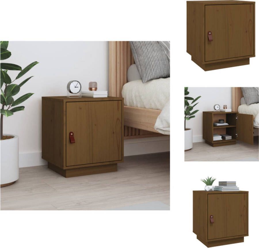VidaXL Nachtkastje Nachtkastjes Houten Nachtkastje Telefoonkast Nachtkastje 40x34x45 cm massief grenenhout honingbruin - Foto 2