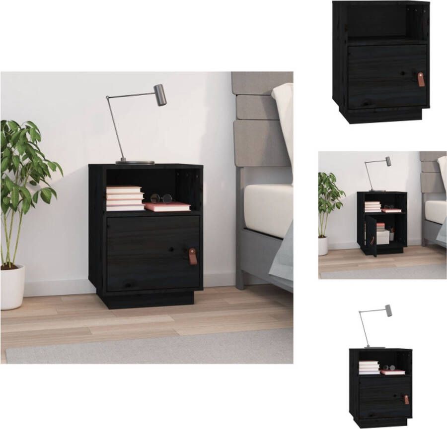 VidaXL Nachtkastje Nachtkastjes Houten Nachtkastje Telefoonkast Nachtkastje 40x34x55 cm massief grenenhout zwart