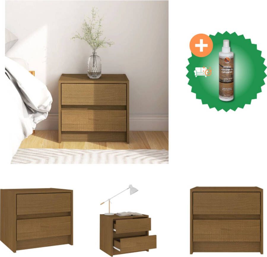 VidaXL Nachtkastje 40x30-5x35-5 cm massief grenenhout honingbruin Kast Inclusief Houtreiniger en verfrisser