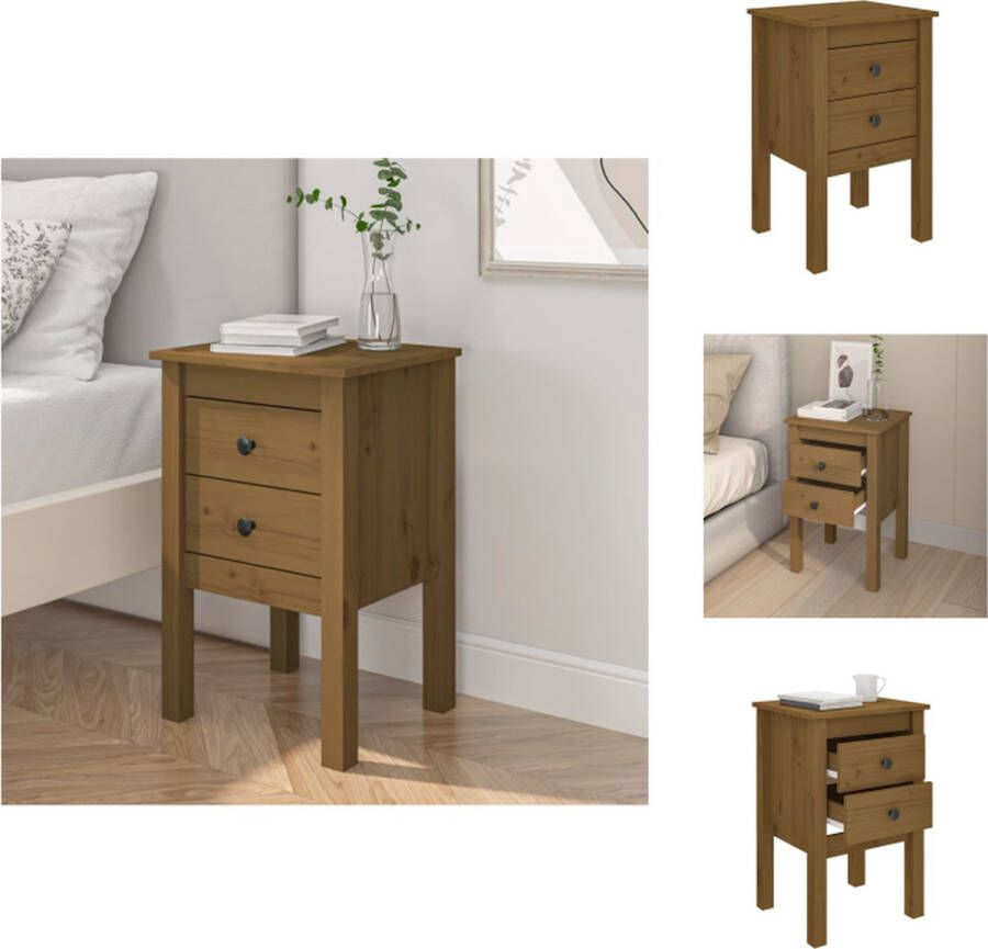 VidaXL Nachtkastje Nachtkastjes Houten Nachtkastje Telefoonkast Nachtkastje 40x35x61-5 cm massief grenenhout honingbruin - Foto 3