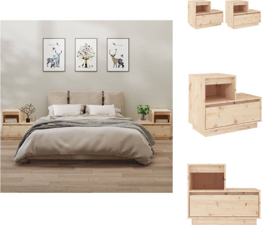 VidaXL Nachtkastje Nachtkastjes Houten Nachtkastje Telefoonkast Nachtkastjes 2 st 60x34x51 cm massief grenenhout
