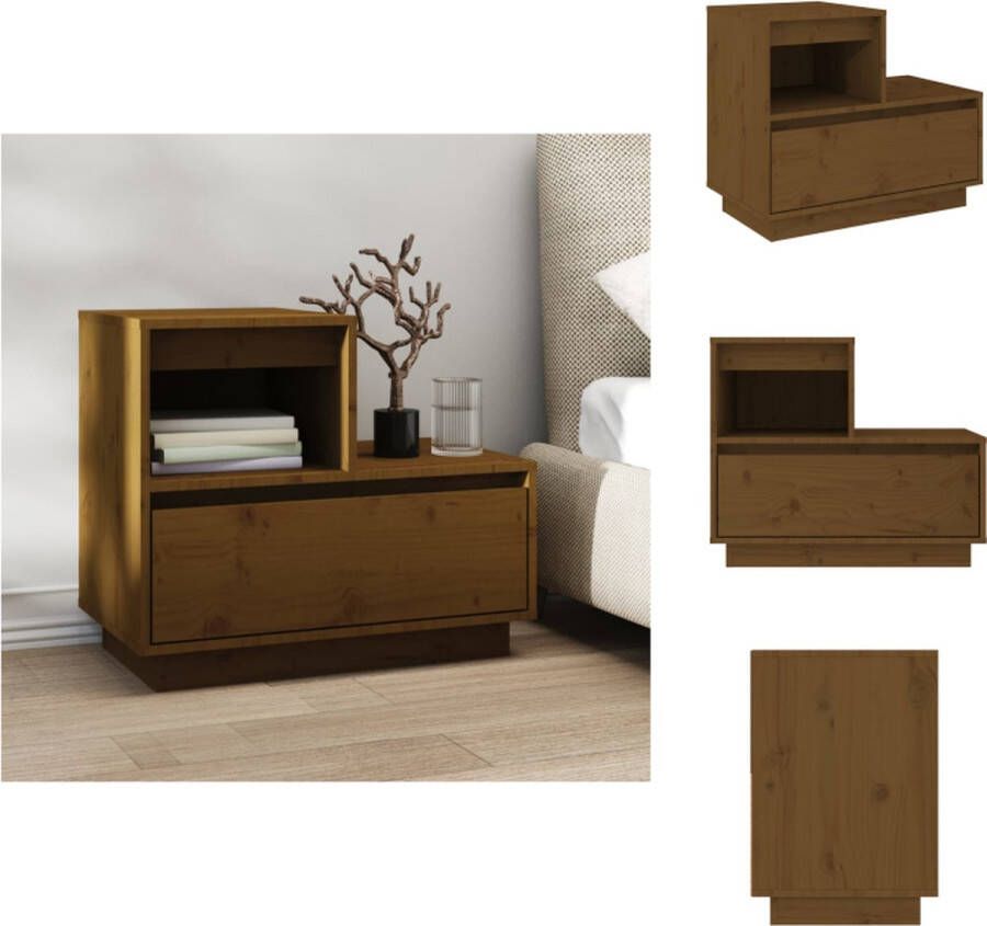 VidaXL Nachtkastje Nachtkastjes Houten Nachtkastje Telefoonkast Nachtkastje 60x34x51 cm massief grenenhout honingbruin