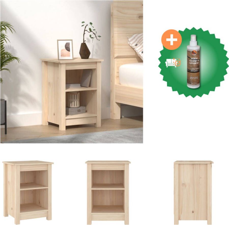 VidaXL Nachtkastje Grenenhout Klassiek 40 x 35 x 55 cm Opbergruimte Stevig blad Kast Inclusief Houtreiniger en verfrisser