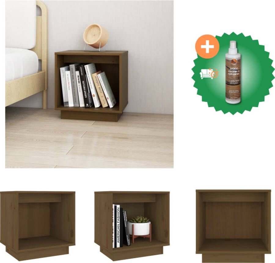 VidaXL Nachtkastje Grenenhout Universeel 40 x 30 x 40 cm Honingbruin Kast Inclusief Houtreiniger en verfrisser