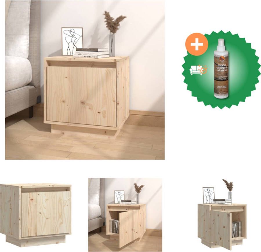 VidaXL Nachtkastje Grenenhout Universeel Kastje 40x30x40 cm Elegante Bijzettafel Kast Inclusief Houtreiniger en verfrisser