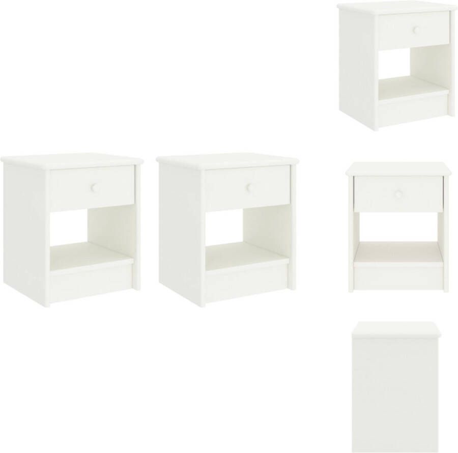 VidaXL Nachtkastje Nachtkastjes Houten Nachtkastje Houten Nachtkastjes 2 st 35x30x40 cm massief grenenhout wit