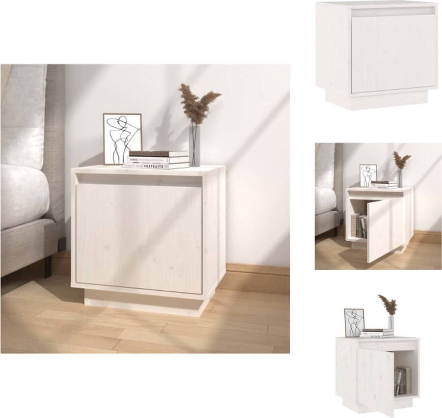 VidaXL Nachtkastje Nachtkastjes Bedtafeltje Bedkastje Nachtkastje 40x30x40 cm massief grenenhout wit - Foto 2