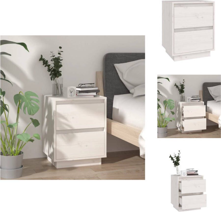 VidaXL Nachtkastje Nachtkastjes Kastje Bedkastje Nachtkastje 40x35x50 cm massief grenenhout wit