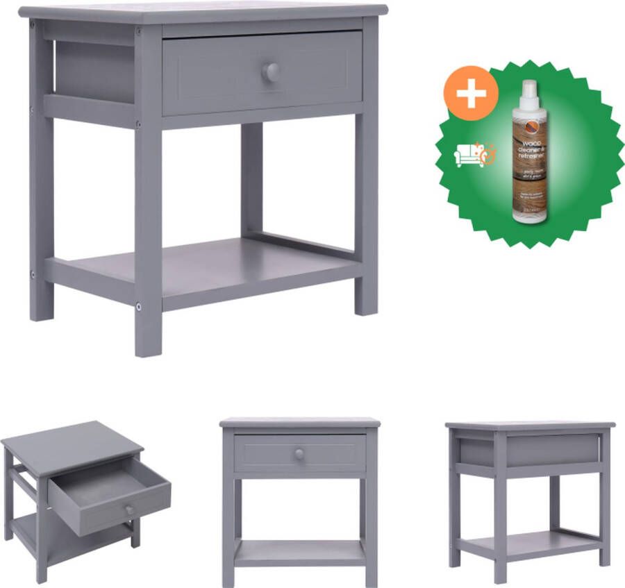 VidaXL Nachtkastje Grey 40 x 29 x 42 cm Smooth drawer Easy assembly Kast Inclusief Houtreiniger en verfrisser