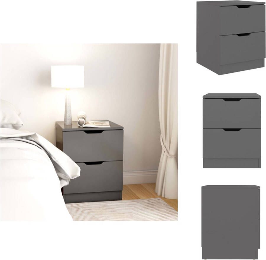 VidaXL Nachtkastje Nachtkastjes Nachttafel Nachttafels Nachtkastje 40x40x50 cm bewerkt hout grijs - Foto 2