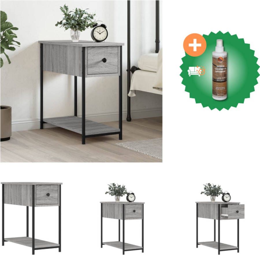 VidaXL Nachtkastje Grijs Sonoma Eiken 30x60x60cm Met verstelbare poten Kast Inclusief Houtreiniger en verfrisser - Foto 2