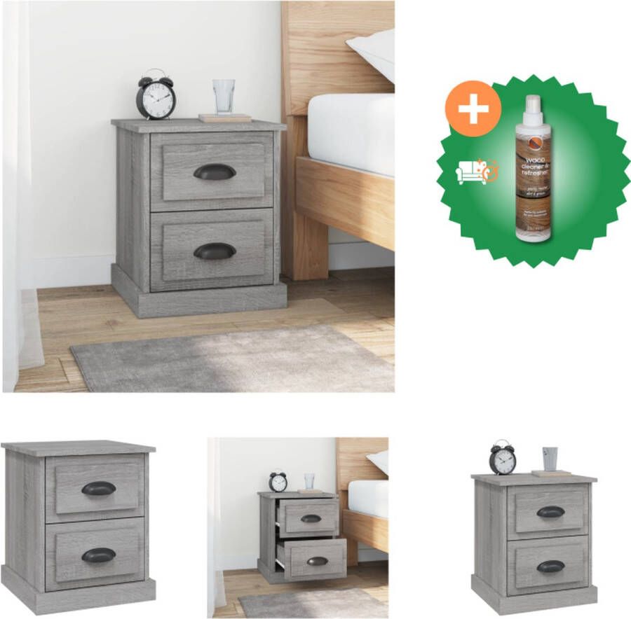 VidaXL Nachtkastje Grijs Sonoma Eiken 39x39x47.5cm- Duurzaam materiaal Kast Inclusief Houtreiniger en verfrisser