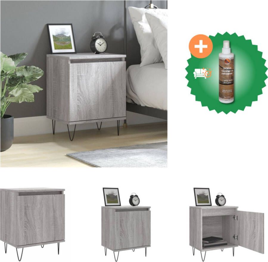 VidaXL Nachtkastje Elegant Meubelen 40 x 30 x 50 cm Kleur- Grijs Sonoma Eiken Kast Inclusief Houtreiniger en verfrisser