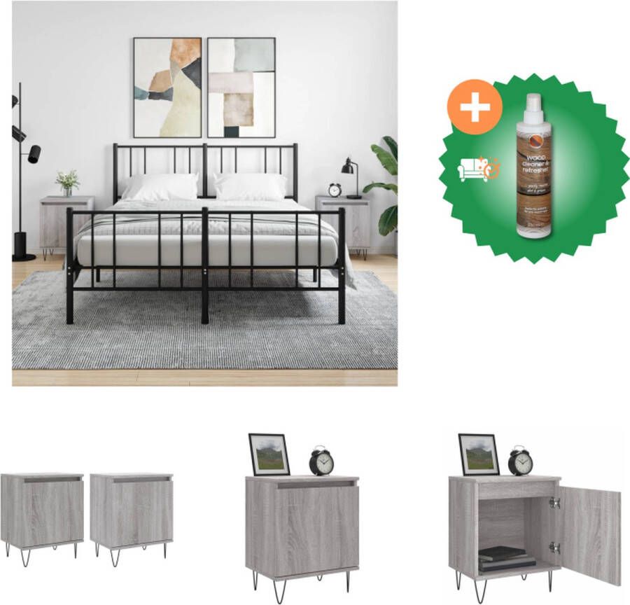 VidaXL Nachtkastje Bedkasten Grijs Sonoma Eiken 40 x 30 x 50 cm Duurzaam Materiaal Kast Inclusief Houtreiniger en verfrisser