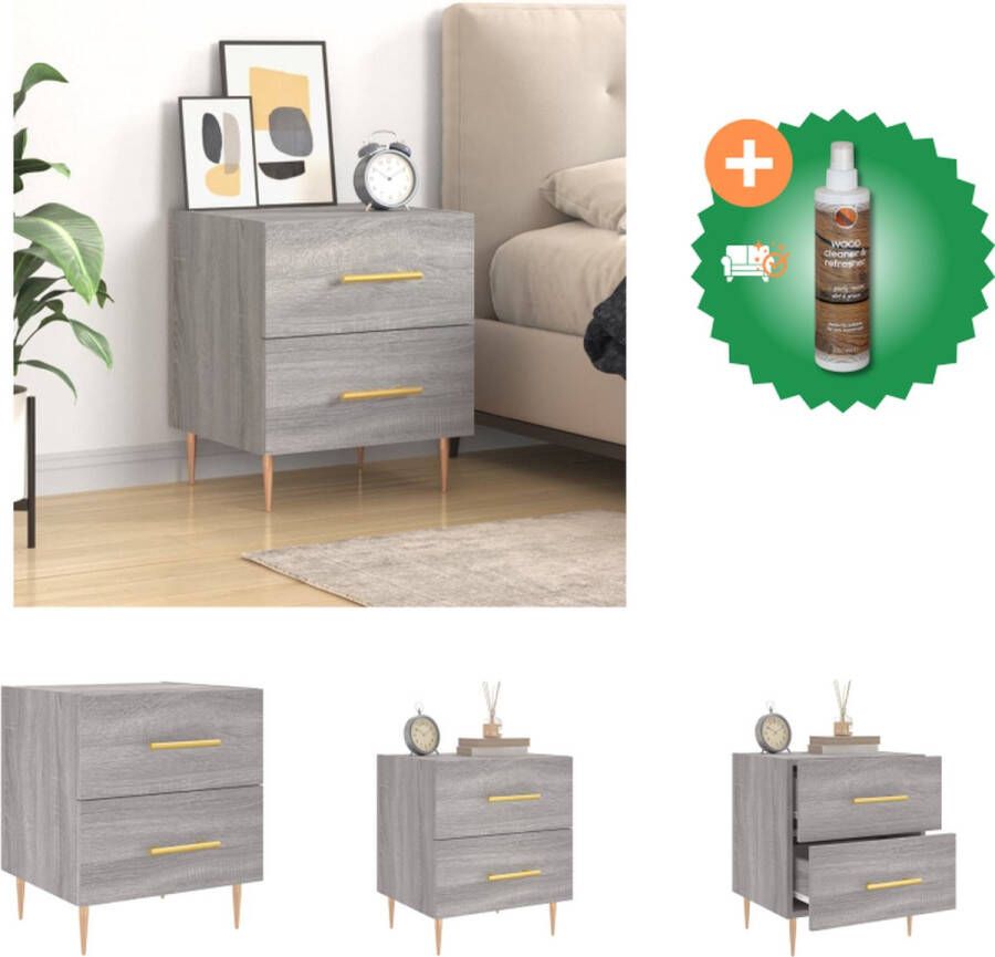 VidaXL Nachtkastje Grijs Sonoma Eiken 40 x 35 x 47.5 cm Veel opbergruimte Kast Inclusief Houtreiniger en verfrisser