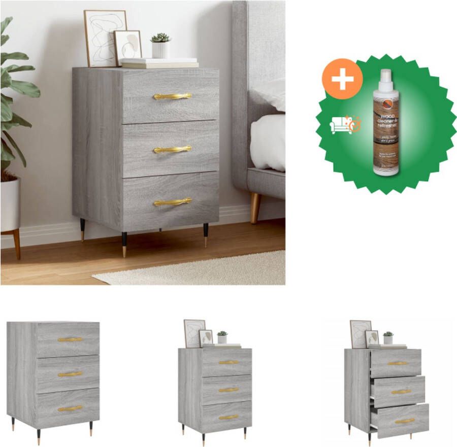 VidaXL Nachtkastje Moderne Charme Nachtkastje 40 x 40 x 66 cm Kleur- Grijs Sonoma Eiken Kast Inclusief Houtreiniger en verfrisser - Foto 2