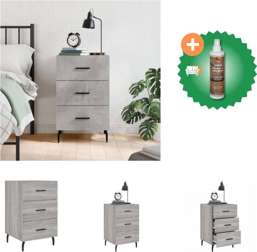 VidaXL Nachtkastje Grijs Sonoma Eiken 40 x 40 x 66 cm Duurzaam materiaal Kast Inclusief Houtreiniger en verfrisser