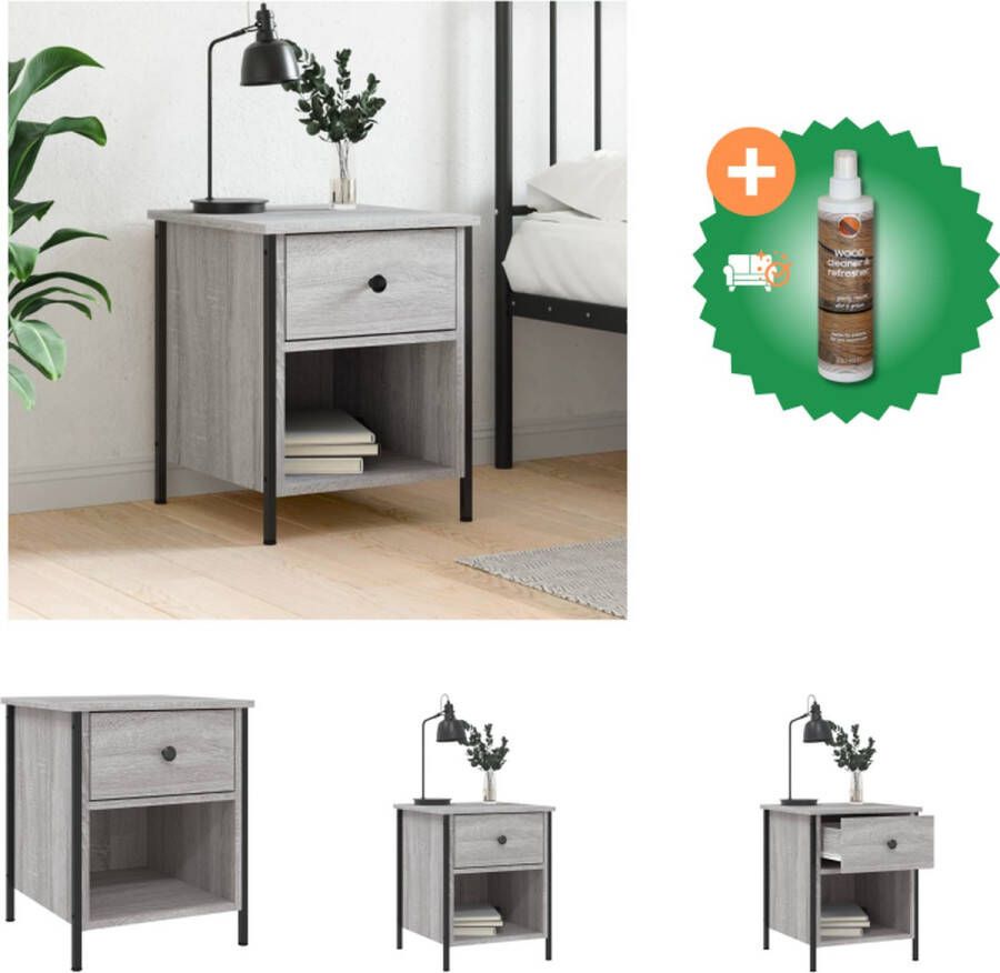 VidaXL Nachtkastje Grijs Sonoma Eiken 40 x 42 x 50 cm Duurzaam materiaal Kast Inclusief Houtreiniger en verfrisser