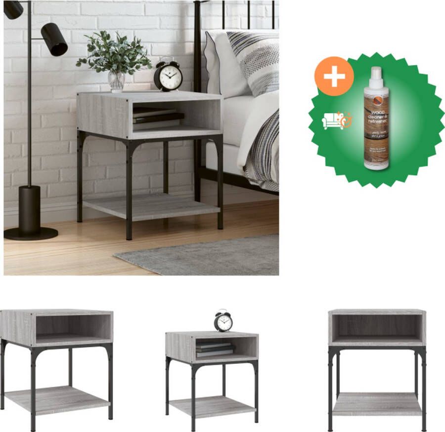 VidaXL Nachtkastje Grijs Sonoma Eiken 40x41x50 cm Verstelbare poten Kast Inclusief Houtreiniger en verfrisser
