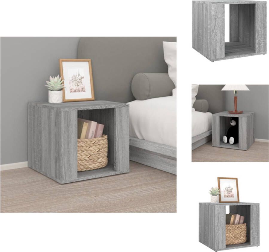 VidaXL Nachtkastje Nachtkastjes Nacht Kastje Nachtkastje 41x40x36 cm bewerkt hout grijs sonoma eikenkleur - Foto 2