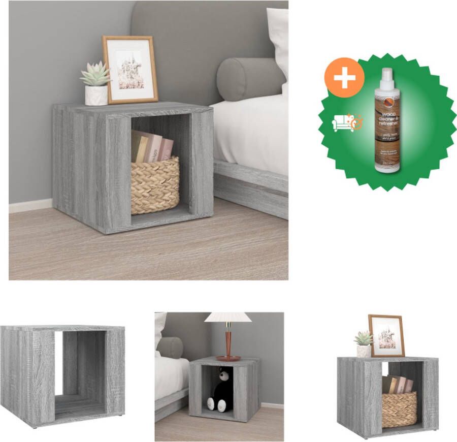 VidaXL Nachtkastje 41x40x36 cm bewerkt hout grijs sonoma eikenkleur Kast Inclusief Houtreiniger en verfrisser