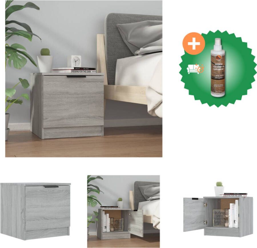 VidaXL Nachtkastje Grijs Sonoma Eiken Bewerkt Hout 40x39x40 cm Praktisch Ontwerp Kast Inclusief Houtreiniger en verfrisser