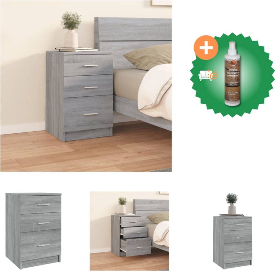 VidaXL Nachtkastje Grijze Sonoma Eiken 40x40x63 cm Praktisch en tijdloos Kast Inclusief Houtreiniger en verfrisser