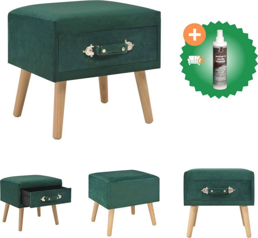 VidaXL Nachtkastje Groen Fluweel 40x35x40 cm Met 1 Lade Kast Inclusief Reiniger