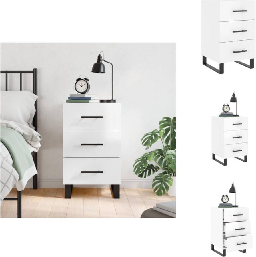 VidaXL Nachtkastje Hoge Kwaliteit 40 x 40 x 66 cm Hoogglans Wit Kast