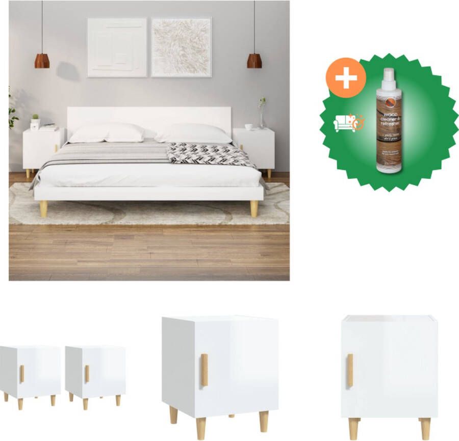 VidaXL Nachtkastje Hoogglans Wit 40 x 40 x 50 cm (B x D x H) Kast Inclusief Houtreiniger en verfrisser