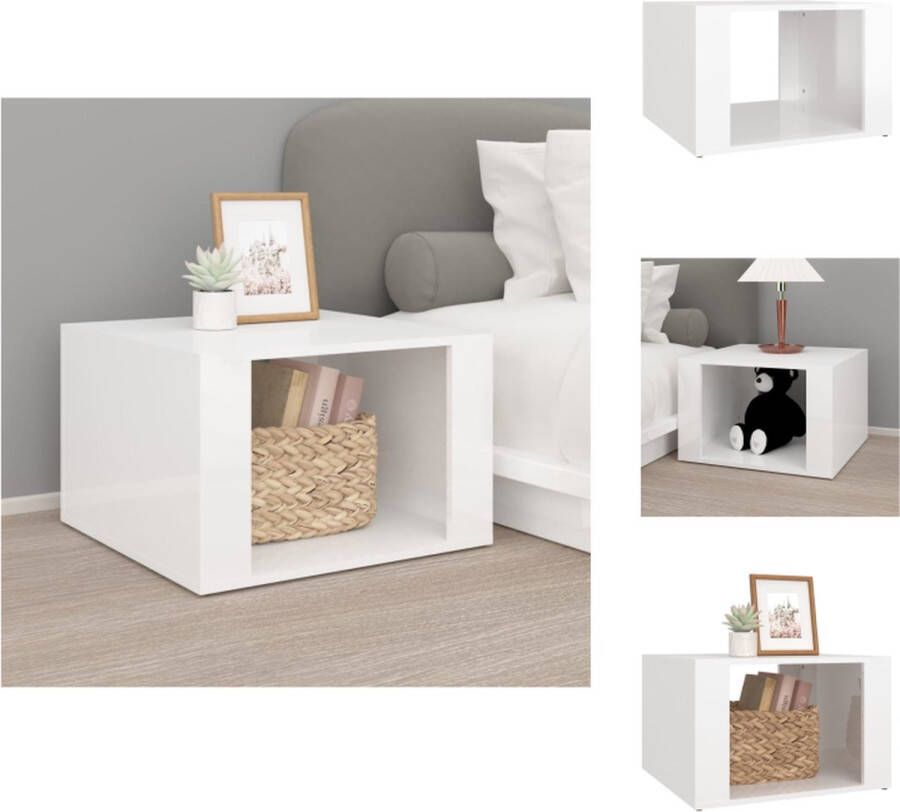 VidaXL Nachtkastje Nachtkastjes Nacht Kastje Nachtkastje 57x55x36 cm bewerkt hout hoogglans wit