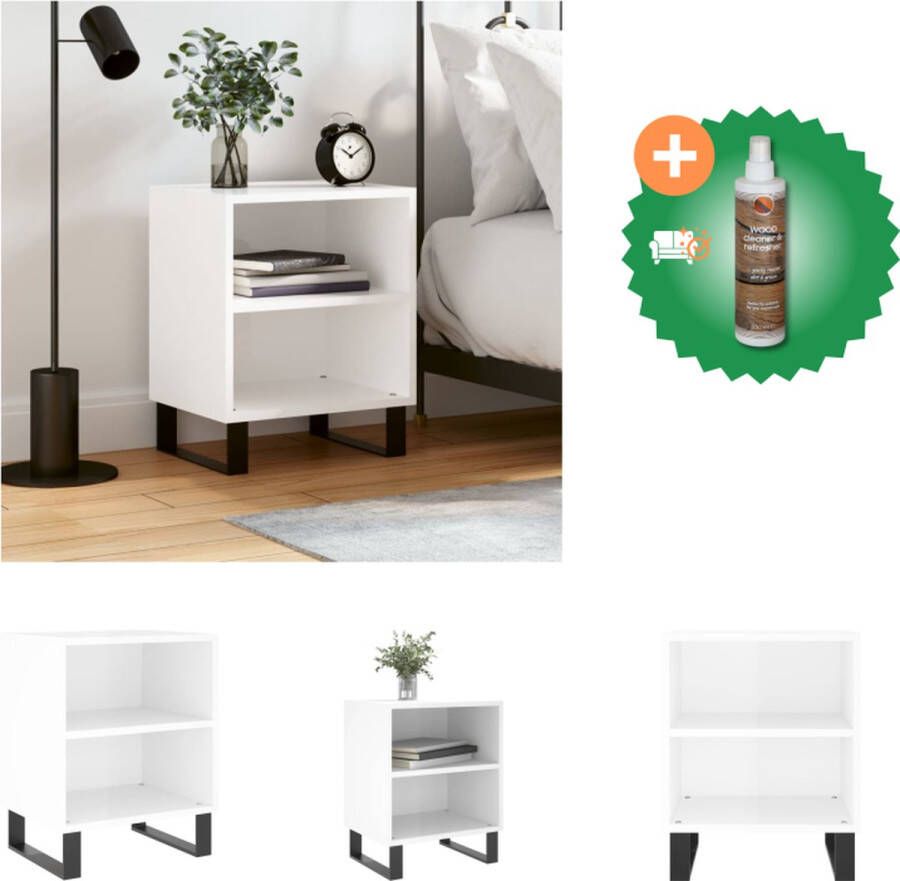 VidaXL Nachtkastje Hoogglans Wit Elegant Meubelen Afmeting- 40 x 30 x 50 cm Ken- Stabiel blad Kast Inclusief Houtreiniger en verfrisser