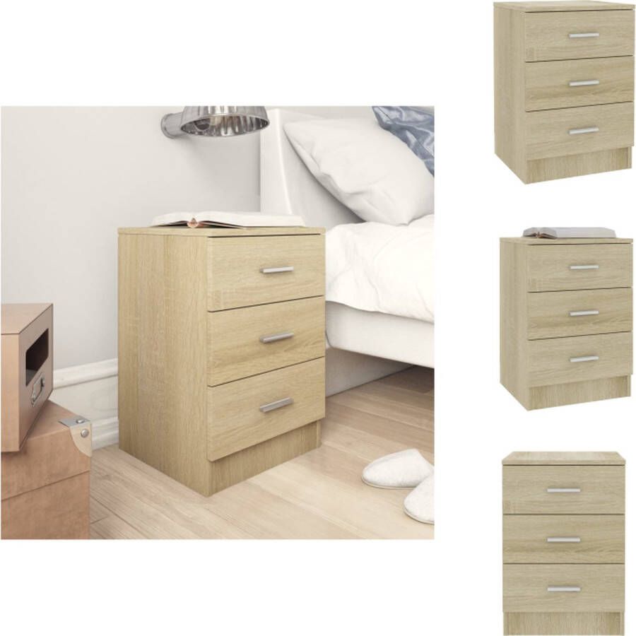 VidaXL Nachtkastje Nachtkastjes Bedkastje Bedkastjes Nachtkastje 38x35x56 cm bewerkt hout sonoma eikenkleurig - Foto 2