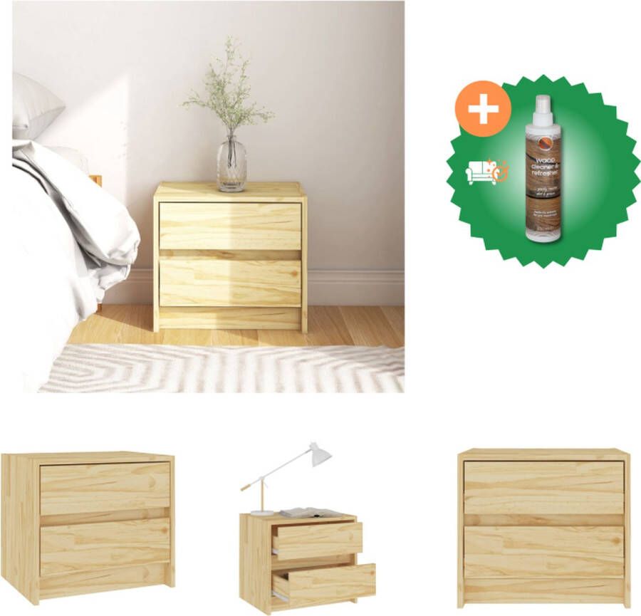 VidaXL Nachtkastje Hout 40 x 30.5 x 35.5 cm Massief grenenhout Kast Inclusief Houtreiniger en verfrisser