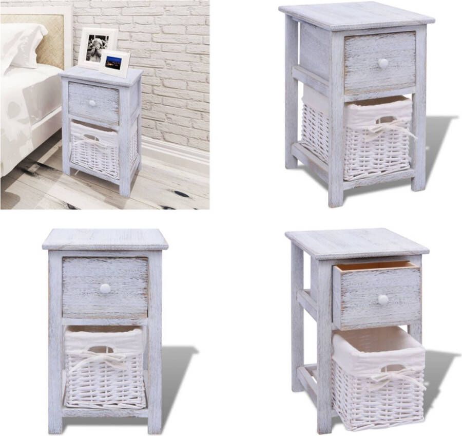 VidaXL Nachtkastje hout wit Kast Kasten Kastje Kastjes