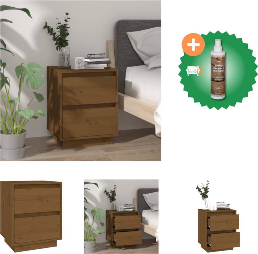 VidaXL Nachtkastje Houten Bedkastje 40 x 35 x 50 cm Massief Grenenhout Kast Inclusief Houtreiniger en verfrisser - Foto 2