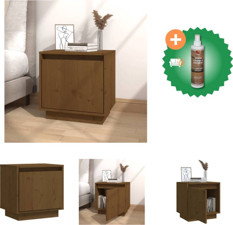 VidaXL Nachtkastje Houten bedkastje Universele bijzettafel 40 x 30 x 40 cm Honingbruin Kast Inclusief Houtreiniger en verfrisser