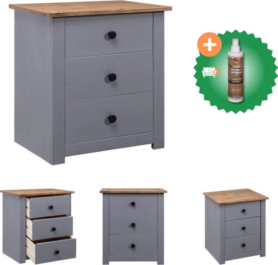 VidaXL Nachtkastje Modern Opbergmeubel salontafel 46 x 40 x 57 cm Massief grenenhout Kast Inclusief Houtreiniger en verfrisser - Foto 2