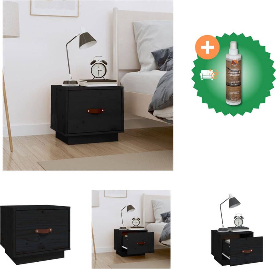VidaXL Nachtkastje Houten Nachtkastje 40 x 34 x 35 cm Massief grenenhout Kast Inclusief Houtreiniger en verfrisser
